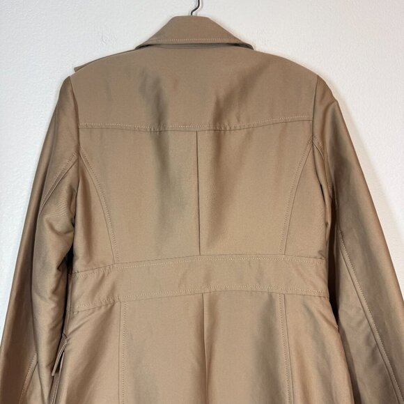Vintage Kenneth Cole Military Trench Coat Jacket Y2K Medium Tan Retro Cargo - Picture 5 of 12